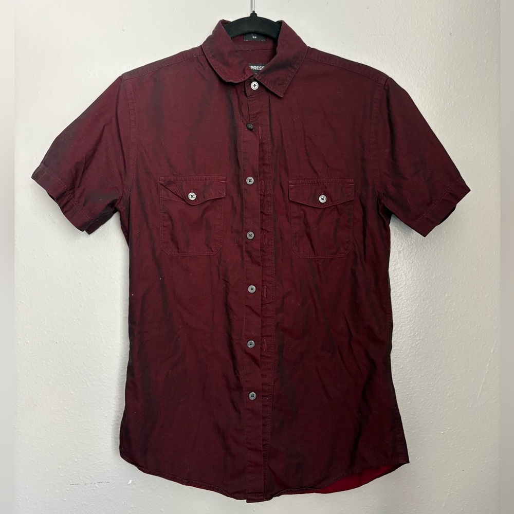 Women’s Burgundy Button-Up Shirt
